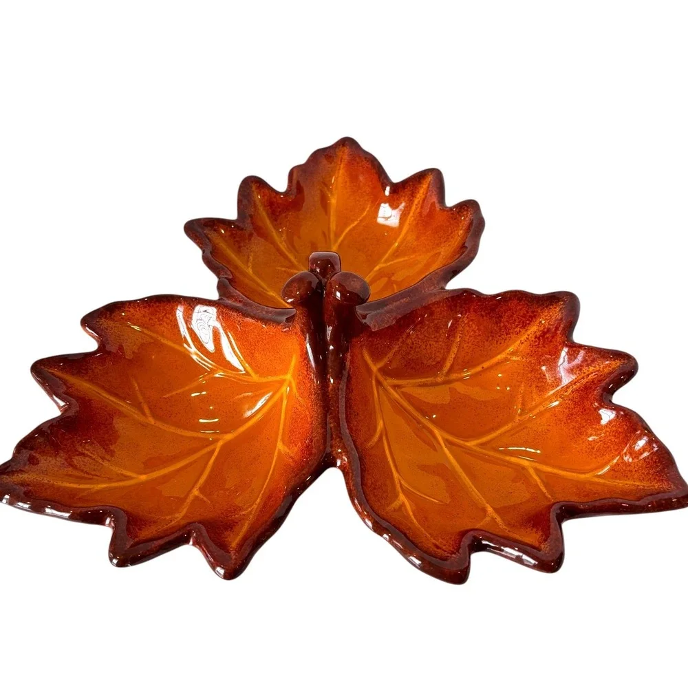 Better Homes & Gardens Heritage Maple Leaf Divided Serving Dish Ceramic Retired